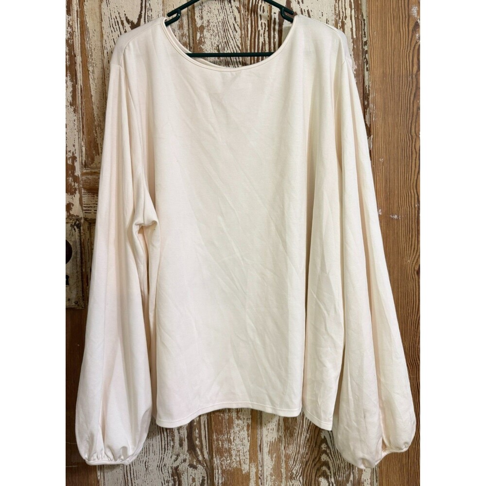 Women's Worthington Long Sleeve Stretch Rayon Blend Shirt - Ivory - Size 3X READ